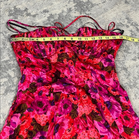 NWT For Love & Lemons Wendy Mini Dress in Red Pink Underwire Floral Sz M - Picture 12 of 15
